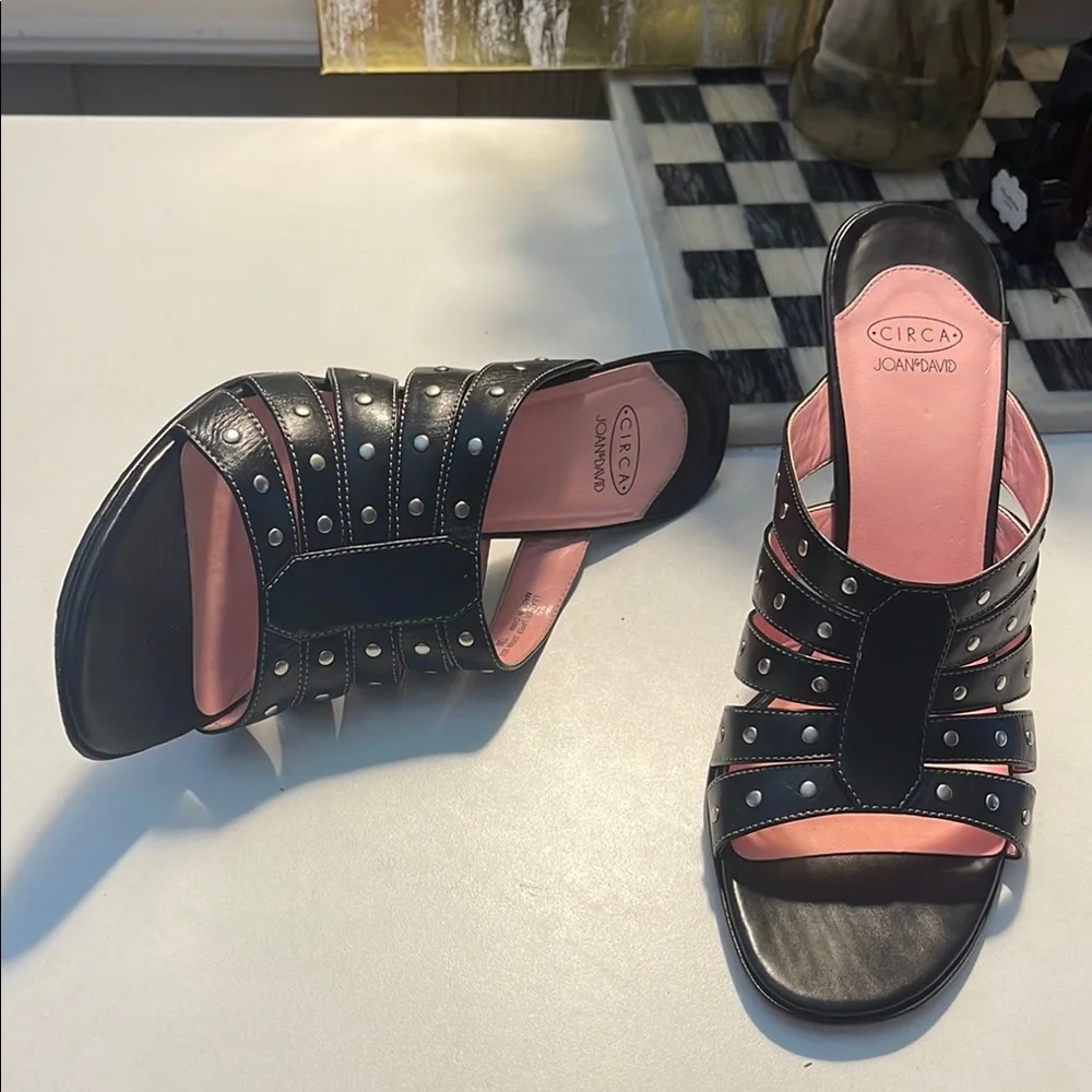 Joan & David Black and Silver Mules with Elegant Design - Picture 14 of 16